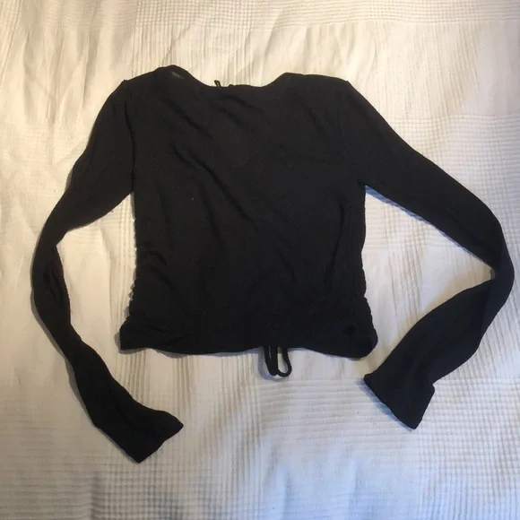 Out From Under Long Sleeve Ribbed Tip with Drawstring Ruching - Picture 7 of 7